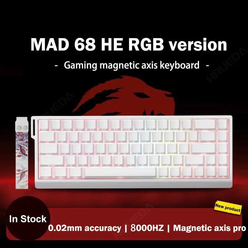 MADLIONS Mad 60he Mad60HE Mad 68HE Teclado mecânico com interruptores magnéticos, com fios, hot-swap, taxa de polling 8K, teclado gaming personalizado