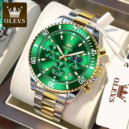 OLEVS Watch Men Top Brand Luxury Gold Quartz Military Watches Waterproof Date Luminous Stainless Steel Chronograph Clock Reloj