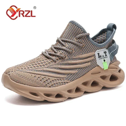 YRZL løbesko til mænd, sorte joggingsko, casual sneakers til udendørs brug, åndbart mesh, let stødabsorbering, sorte tennissko til kvinder