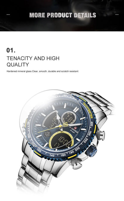 NAVIFORCE Fashion Men Watch Luxury Brand Sport Watch For Men Chronograph Quartz Wristwatch Military Waterproof Steel Band Clock
