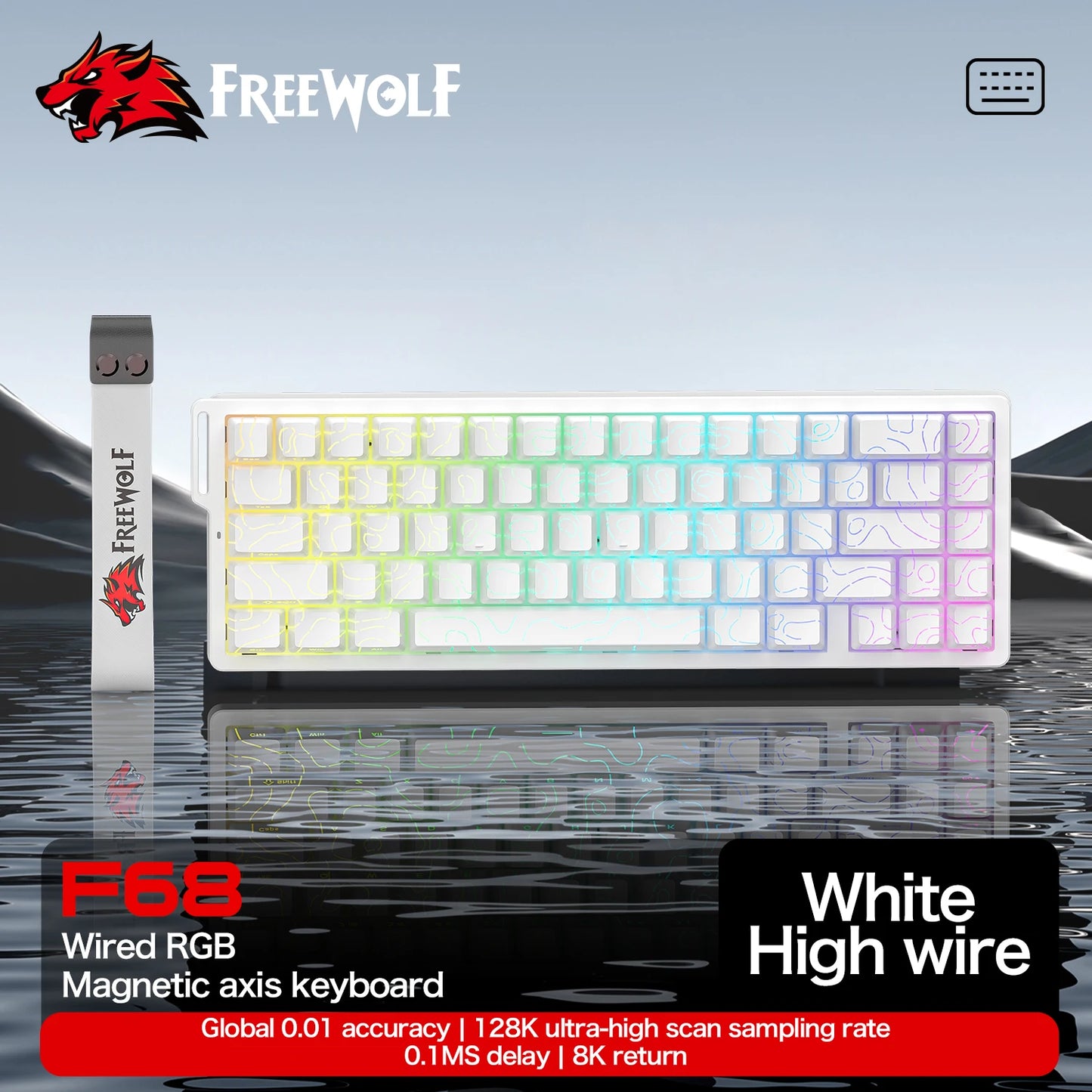 Tastiera da gaming magnetica ATTACK SHARK X68HE X68PRO HE e FREEWOLF F68 cablata F68Pro wireless per pro gaming 0.01mm Rapid Trigg