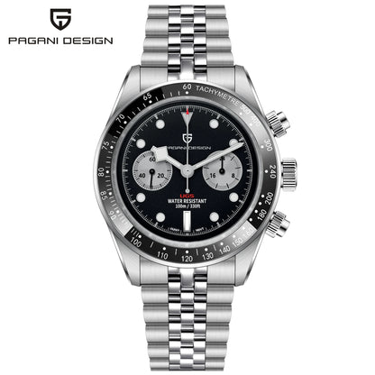 PAGANI DESIGN Men Watches 2026 New Pink BB Panda Dial Chronograph Fashion Luxury Quartz Watch For Men VK64 Movt Waterproof Watch