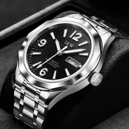 Prabangus mechaninis vyriškas laikrodis „Reloj CARNIVAL“ iš volframo, su automatiniu mechanizmu „MIYOTA 8205“, atsparus vandeniui.