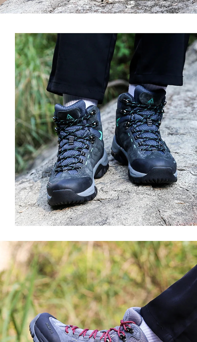 HUMTTO Sapatilhas de Caminhada Impermeáveis para Homem, Botas de Caça Táticas de Deserto, Botas de Trekking pelo Tornozelo para Homem e Mulher, Quentes em Couro