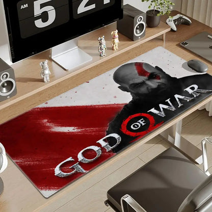 Xxl Mouse Pad God of War Desk Mat Gaming Accessories Keyboard Computer Mousepad Gamer Large Pc Cabinet Office Table Carpet Rug