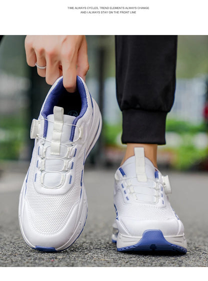 Sapatilhas de corrida para homem primavera e verão — calçado outdoor para caminhada, sapatilhas de trail resistentes ao desgaste com fecho BOA, respiráveis, estilo desportivo e casual