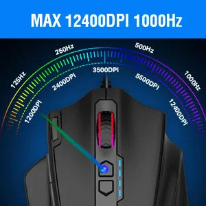 Mouse gaming cablato USB E-YOOSO X-41 Pro con retroilluminazione RGB, 12400 DPI, 11 pulsanti programmabili, mouse ergonomico per lavoro, computer, PC e laptop
