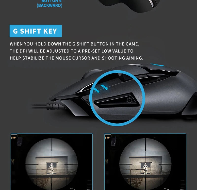 Logitech (G) G402 ratón gaming con cable para e-sports, ratón mecánico con programación de macros, CSGO, Eating Chicken, competitivo para ordenador