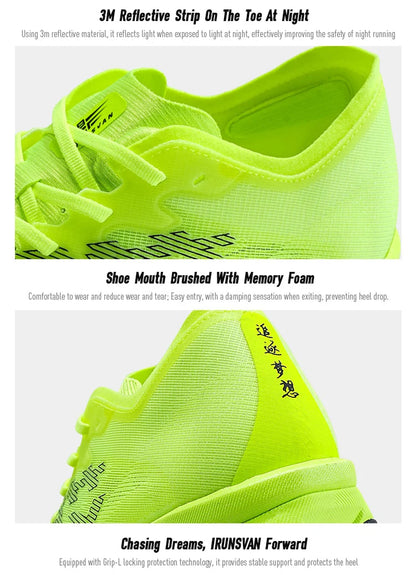 IRUNSVAN Chaussures de sport à semelle en carbone Chaussures de course à pied professionnelles pour marathon Chaussures de jogging respirantes et amortissantes unisexe 095