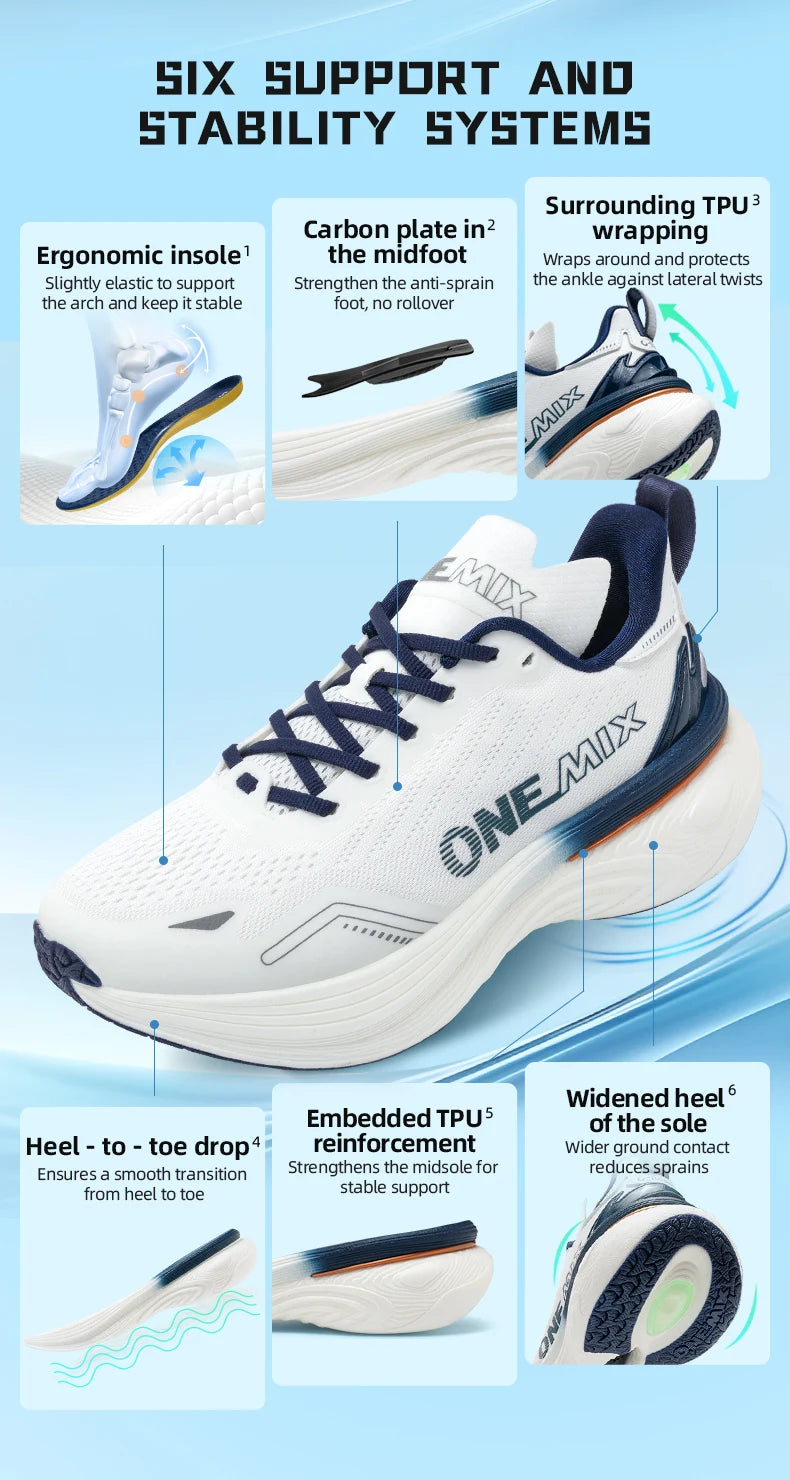 Chaussures de jogging ONEMIX : baskets unisexes légères, résistantes à l'usure, tendance, pour le sport et le fitness