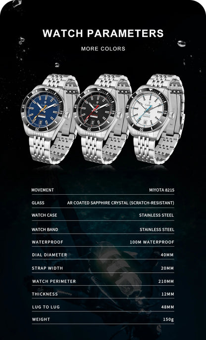 NEW 2025 CADISEN Mens Watches Mechanical Wristwatch For Men Automatic Watch Men Japan 8215 Ceramic Bezel 10Bar Waterproof Clock