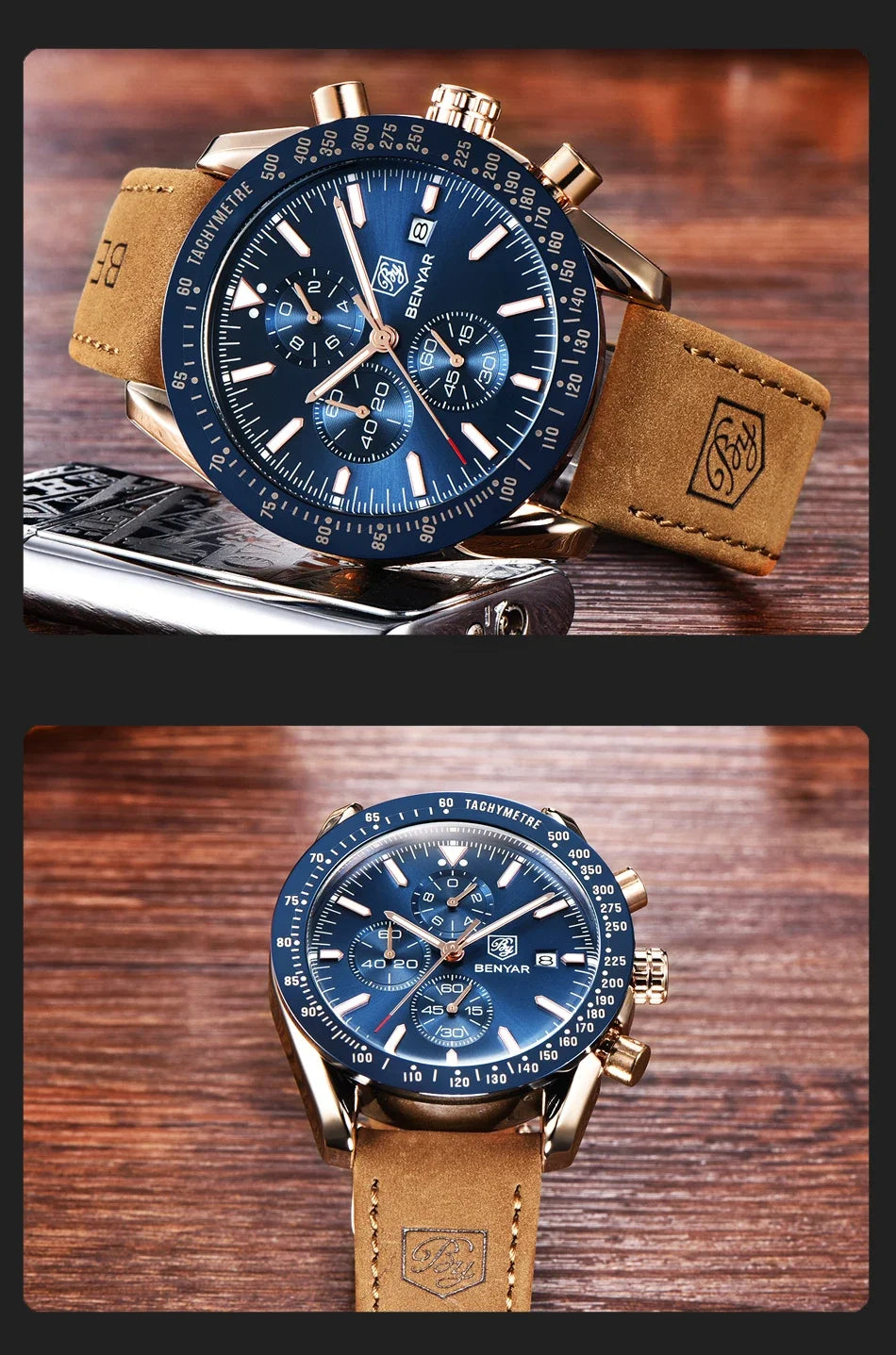 Ceas pentru bărbați BENYAR 5140, ceas sport casual, ceas de lux cu cuarț rezistent la apă, cronograf militar de marcă de lux.