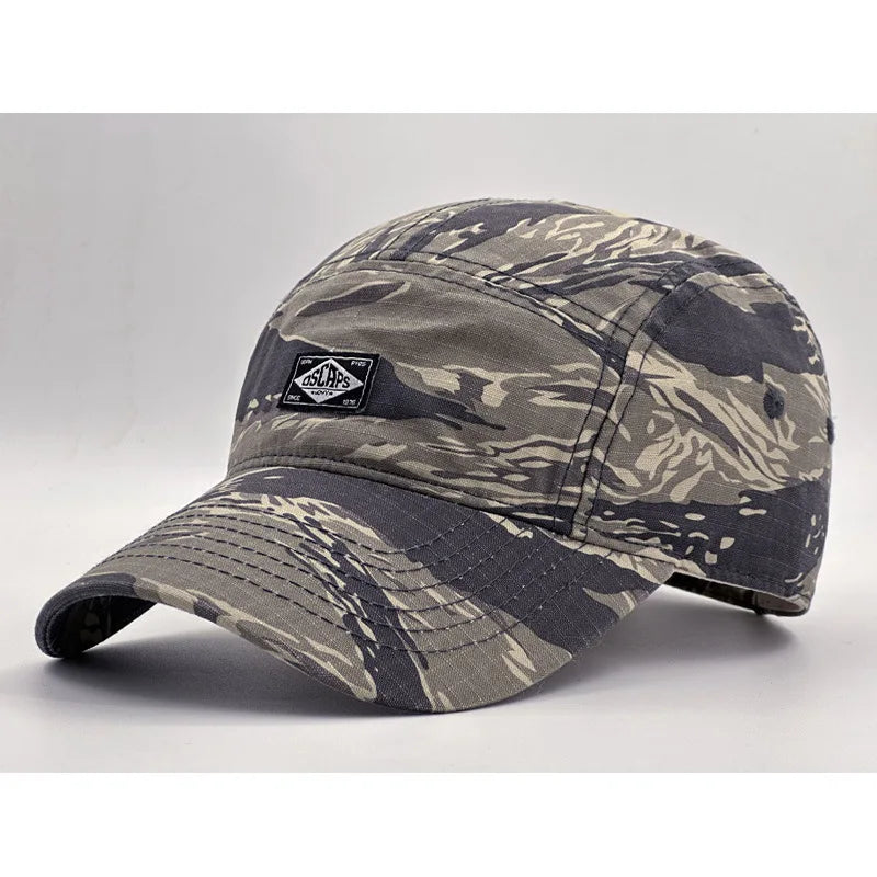 Baseballkappe im Workwear-Stil mit Camouflage-Muster und kurzer Krempe für Damen und Herren, trendige Unisex-Outdoor-Sonnenkappe