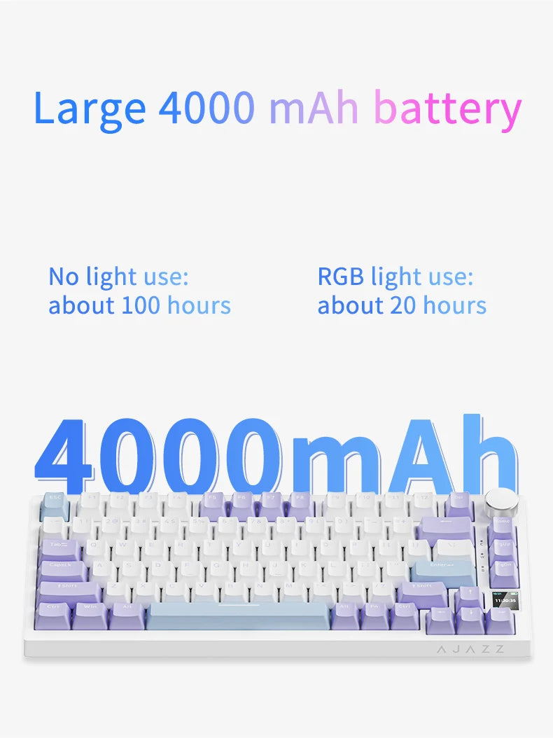 AJAZZ AK820 Pro kabelgebundene & kabellose mechanische Gaming-Tastatur, Tri-Mode, RGB-Hintergrundbeleuchtung, Hot-Swappable Switches, 70% kompaktes Layout, PC/Mac