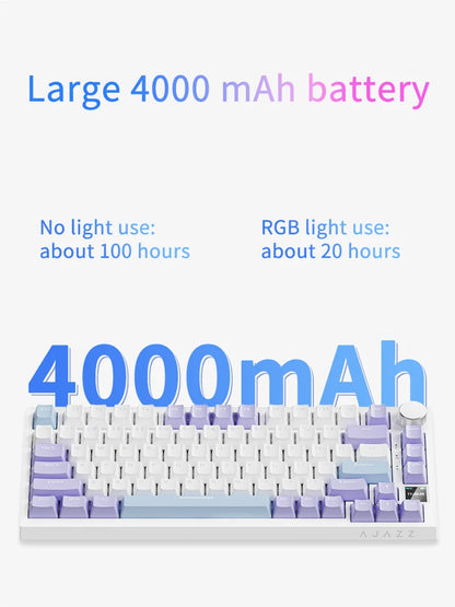 AJAZZ AK820 Pro kabelgebundene & kabellose mechanische Gaming-Tastatur, Tri-Mode, RGB-Hintergrundbeleuchtung, Hot-Swappable Switches, 70% kompaktes Layout, PC/Mac