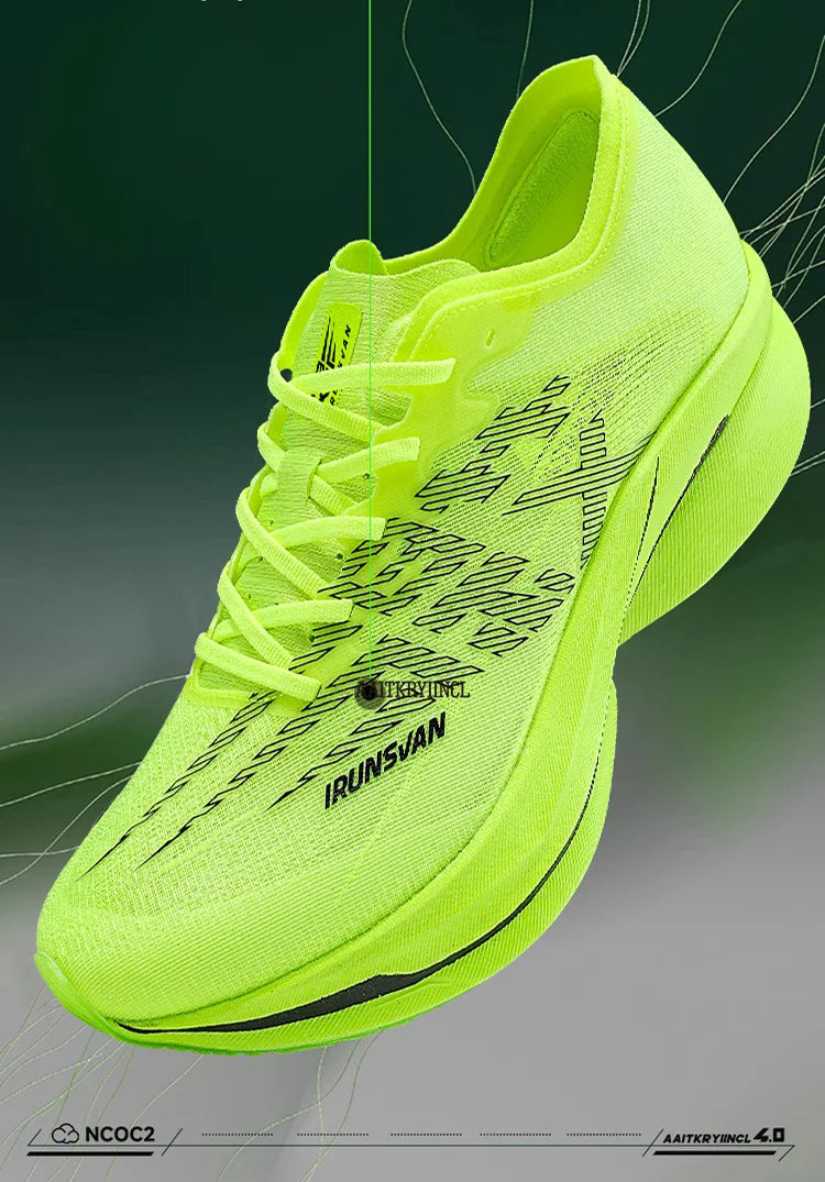IRUNSVAN Chaussures de sport à semelle en carbone Chaussures de course à pied professionnelles pour marathon Chaussures de jogging respirantes et amortissantes unisexe 095