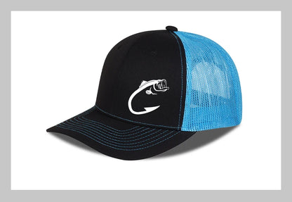 Trucker-Cap mit Bass-Fischhaken-Print, verstellbar, Unisex, Mesh, für Angelfans, Sonnenhut