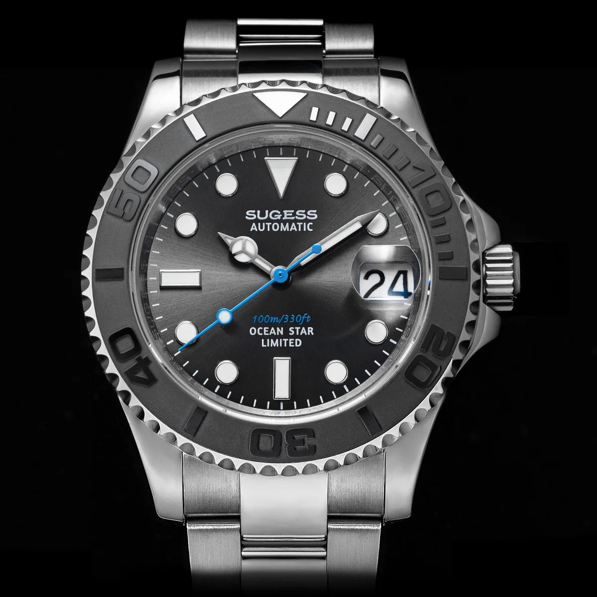 Sugess New Diving Men's Watch Automatic Mechanical WristWatches 10Bar NH35A Movement Sapphire Luminous Ceramic Bezel S450-2 2025