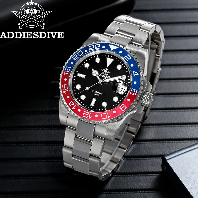 ADDIESDIVE 2025 New Men's Business Watch 200m Water Resistant 8215 Automatic Mechanical Watch Sapphire Crystal Luminous Watch