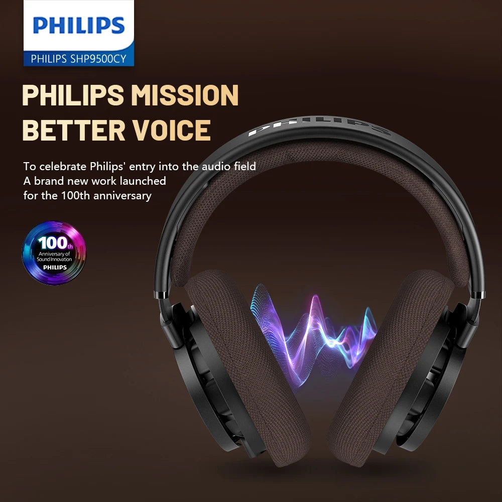Philips SHP9500CY HiFi Open-Back Headphones Ultra-Comfortable Over-Ear Design Crisp Clear Sound Lightweight & Durable Build