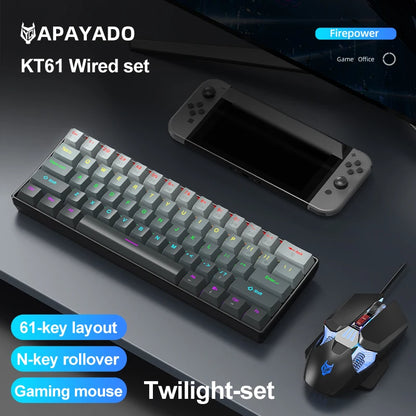 Teclado mecánico mini APAYADO K61, con cable, 61 teclas, Phantom RGB, negro/blanco, interruptor mecánico rojo/azul para gaming, portátil 60%