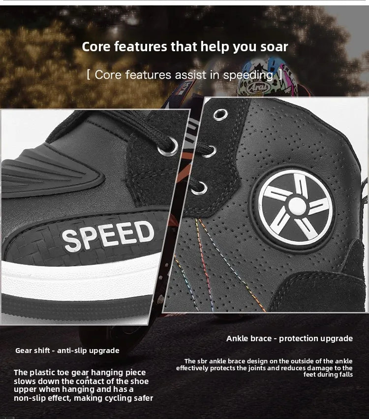 New Men's and Women's Four-Season Universal Safety Protection Motorcycle Riding Boots, Anti-Slip and Anti-Fall Motorcycle Shoes