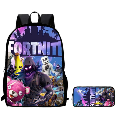 Conjunto de Mochila Infantil Fortnite de 2 Peças com Estojo, Leve e Resistente, Saco Escolar para Rapazes e Raparigas dos 6 aos 9 Anos, Material Escolar Diário
