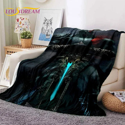 God of War Games Kratos Cartoon Soft Flannel Blanket for Beds Bedroom Sofa Picnic,Throw Blanket for Cover Outdoor Leisure Gift
