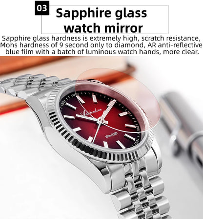 Reloj para hombre ADDIESDIVE AD2073, cristal de zafiro, 36mm, VH31, esfera sunburst, cuarzo, 10Bar, impermeable para buceo, luminoso