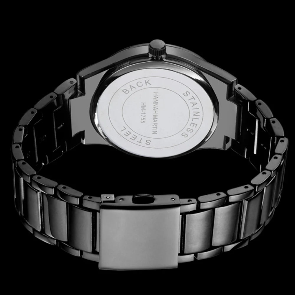 Hannah Martin -miestenkello, ruostumattomasta teräksestä valmistettu kotelo, kvartsikoneisto, 41 mm:n kellotaulu, ammattimainen tyyli, kalenterinäyttö (jäljitelmä)