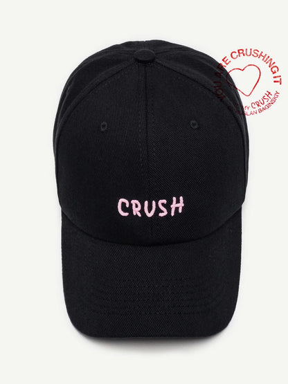Unisex hímzett „crush” baseball sapka, fekete, hímzett kezdőbetűkkel, „dad hat”, 100% pamut, négy évszakra alkalmas baseball sapka