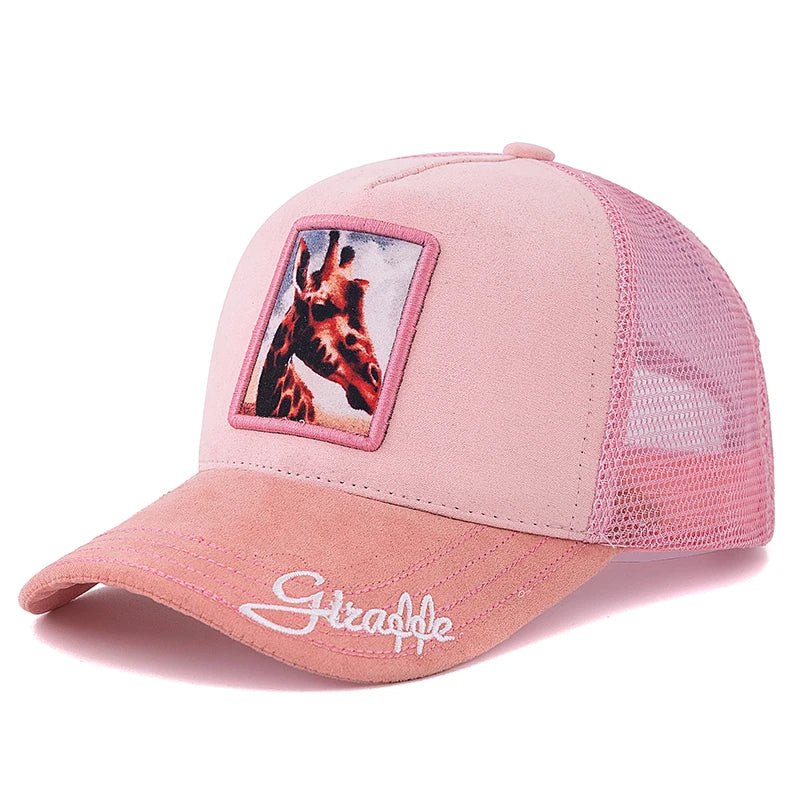 Unisex Mesh Cap Lion Pattern Patch Design Suede Hat Women And Men Summer Animal Baseball Cap Fashion Trucker Hat