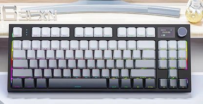 Teclado mecânico ATTACK SHARK K86 com botão metálico, ecrã TFT inteligente a cores, layout de 87 teclas, iluminação RGB e ligação trimodo