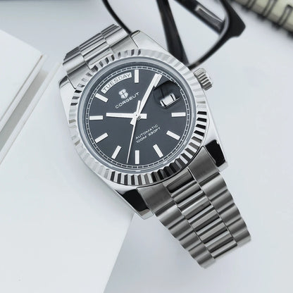 Luxury Corgeut 36MM Men Watch ST1644 Automatic Mechanical Wristwatch Sapphire Relogio Masculino 10BAR Day Swim dress Watches