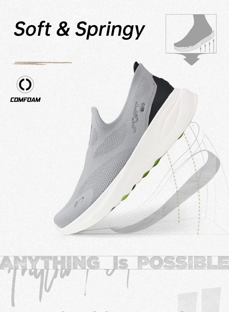 Pánske nazúvacie voľnočasové vychádzkové topánky Li-Ning SOFT GO 2 KNIT – tlmené, pohodlné a stabilné sieťované športové tenisky LiNing na beh a každodenné nosenie AGLV017