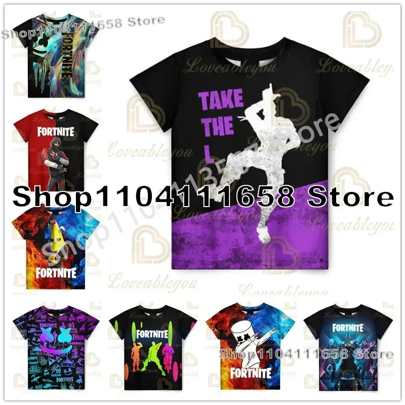 Presentes de Aniversário T-shirt F-Fortnite 3D Print Banana Peely Team Leader Bear para Homem, Tee Battle Royale Gaming, Top de Verão