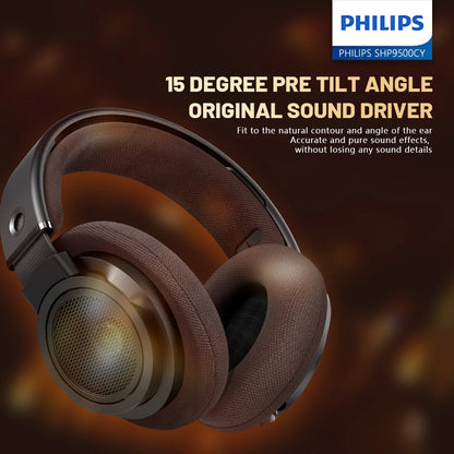 Philips SHP9500CY HiFi Open-Back Headphones Ultra-Comfortable Over-Ear Design Crisp Clear Sound Lightweight & Durable Build