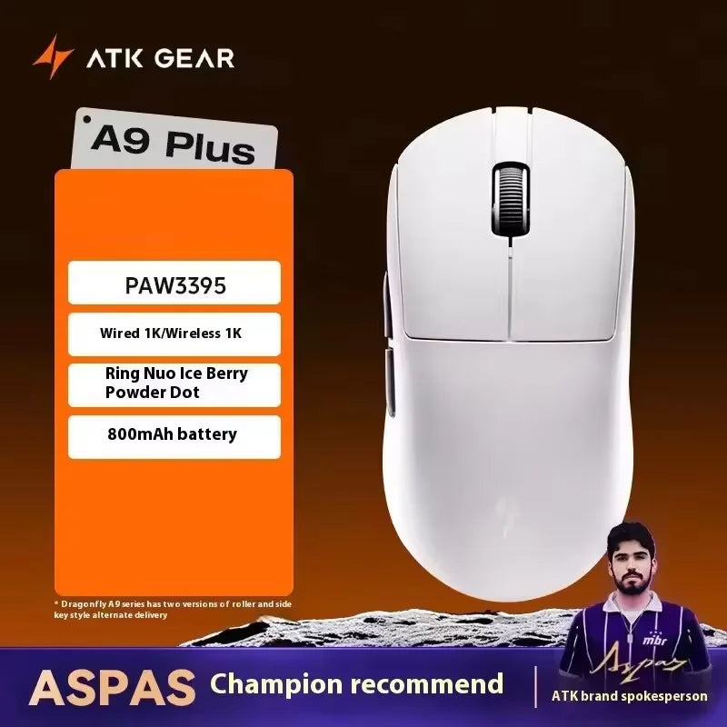 ATK A9 belaidė žaidimų pelė su NearLink technologija, ergonomiška PAW3395, trijų režimų Bluetooth, mažos delsos e. sporto pelė PC