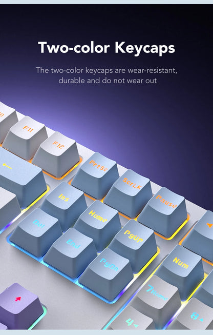 108-key Wired Mechanical Gaming Keyboard with RGB Backlit | Gaming Chip | Low Latency | Anti-Ghosting | for PC Win/Mac Gamers