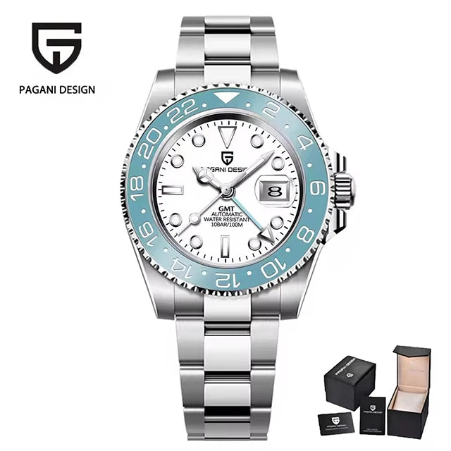 New PAGANI DESIGN Top Brand GMT Mens Wristwatch Sapphire Glass Automatic Men's Watch 100M Waterproof 40mm Men Mechanical Watches
