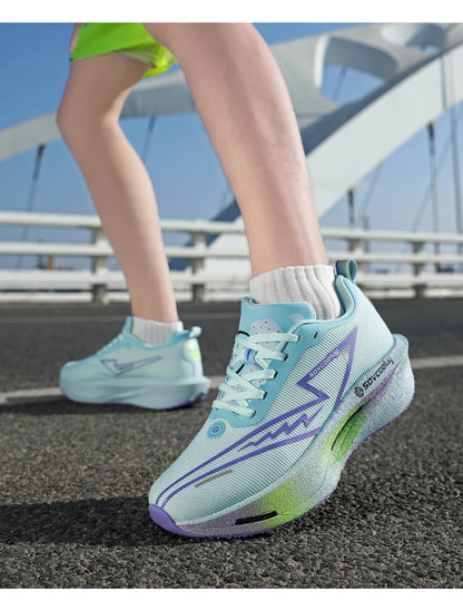 Sapatilhas de corrida com placa de carbono, especialidade maratona, para homem e mulher, desportivas, respiráveis, leves, confortáveis, atléticas e antiderrapantes