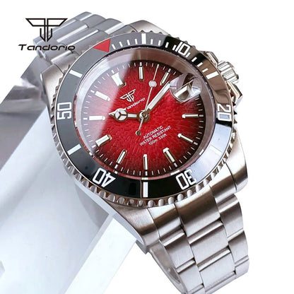 Tandorio 40mm Automatic Watch  NH35 / Miyota 8215 Movement, Sapphire Crystal, Textured Dial, Date & Stainless Steel Bracelet