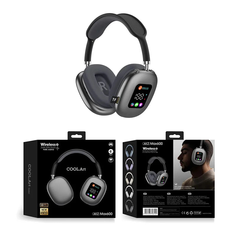 MAX600 Model New Wireless Active Noise Cancelling Headphones Hybrid Wireless Headphone With Touch Control LED Screen 2026 Hot