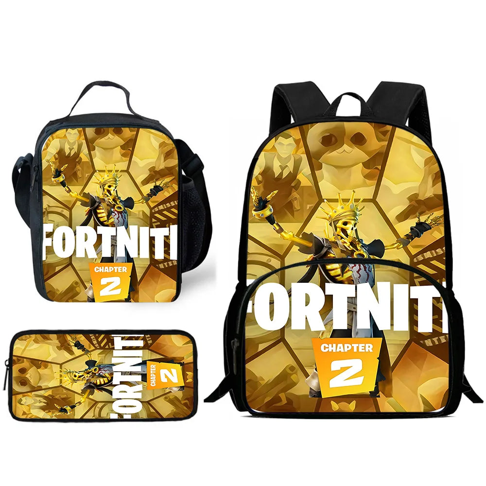 Set scuola classico FortniteS per bambini: zaino, borsa pranzo e astuccio, borse scolastiche capienti per bambino e bambina, idea regalo perfetta