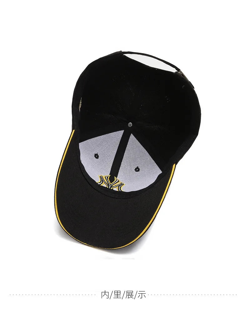 Four Seasons HatsMen Trendy Black Retro brooklyn Letter Embroidery Baseball Cotton Adjustable Casual Hat Hip Hop Sun Hats