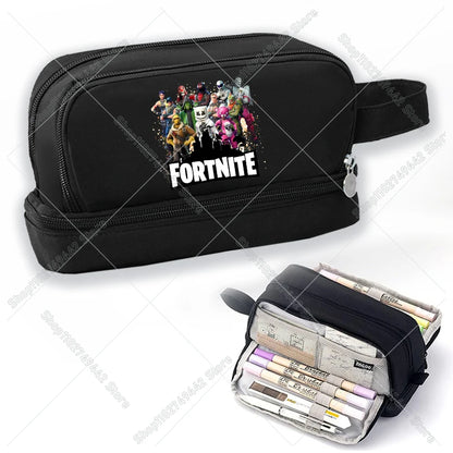 Game Anime Fortnites -penaali oppilaille, söpö poikien ja tyttöjen kynäpussi, suuri nyloninen kynäkotelo koululaisten tarvikkeille