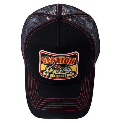 Hot Sale Unisex Mesh Trucker Hat Classic Motorcycle Pattern Breathable Summer Baseball Cap Streetwear Cap for Men Women