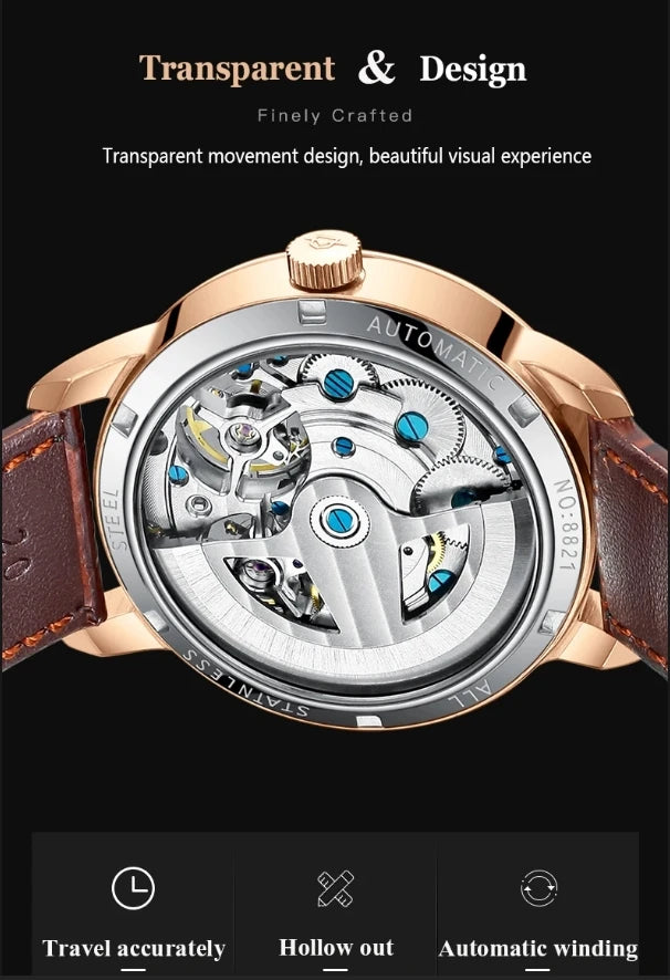 AILANG watch men's advanced expensive automatic mechanical watch Rome double tourbillon waterproof watch.