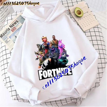 FORTNITED Felpa con cappuccio a maniche lunghe per bambini, bambine e ragazzi, streetwear, pullover, stile anime, top moda per bambini, idea regalo