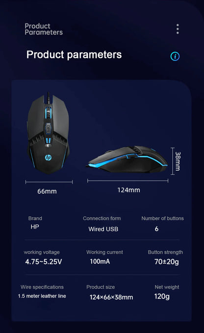 HP M1 kabelgebundene Gaming-Maus, weiß beleuchtet, E-Sports-Maus, USB, für Gaming, Büro, Desktop und Laptop
